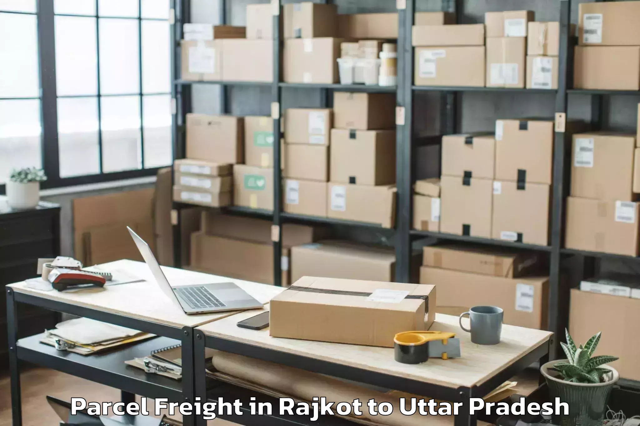 Quality Rajkot to Mahroni Parcel Freight